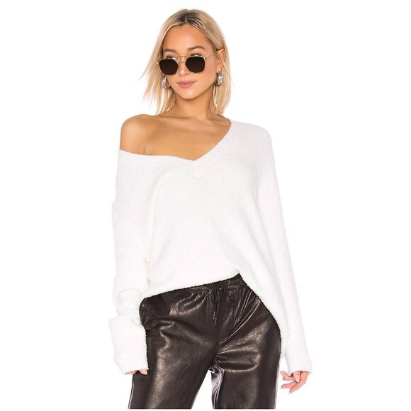 VINCE ITALIAN YARN WHITE TEXTURED TUNIC VNECK SWEATER SZ XS - Picture 3 of 10